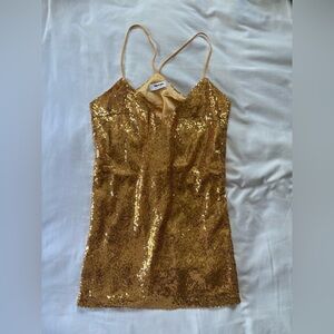 Showpo Gold Sequin Slip Dress